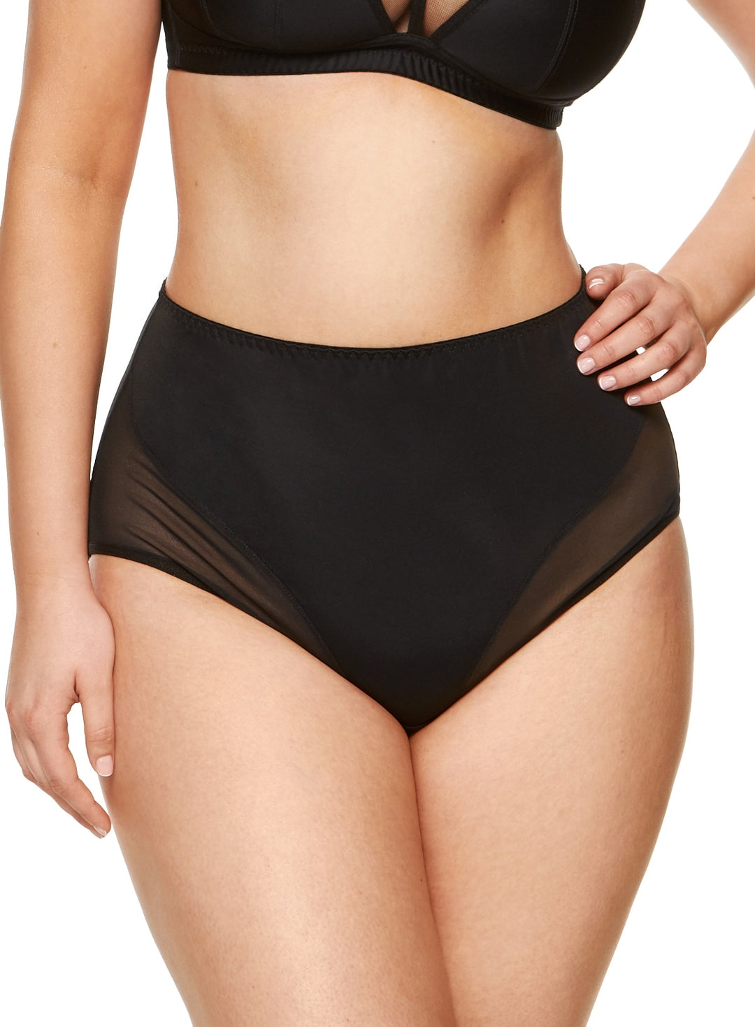 Zara black high waist slimming panties with smooth fabric and elastic tulle for comfortable shaping and smooth waist