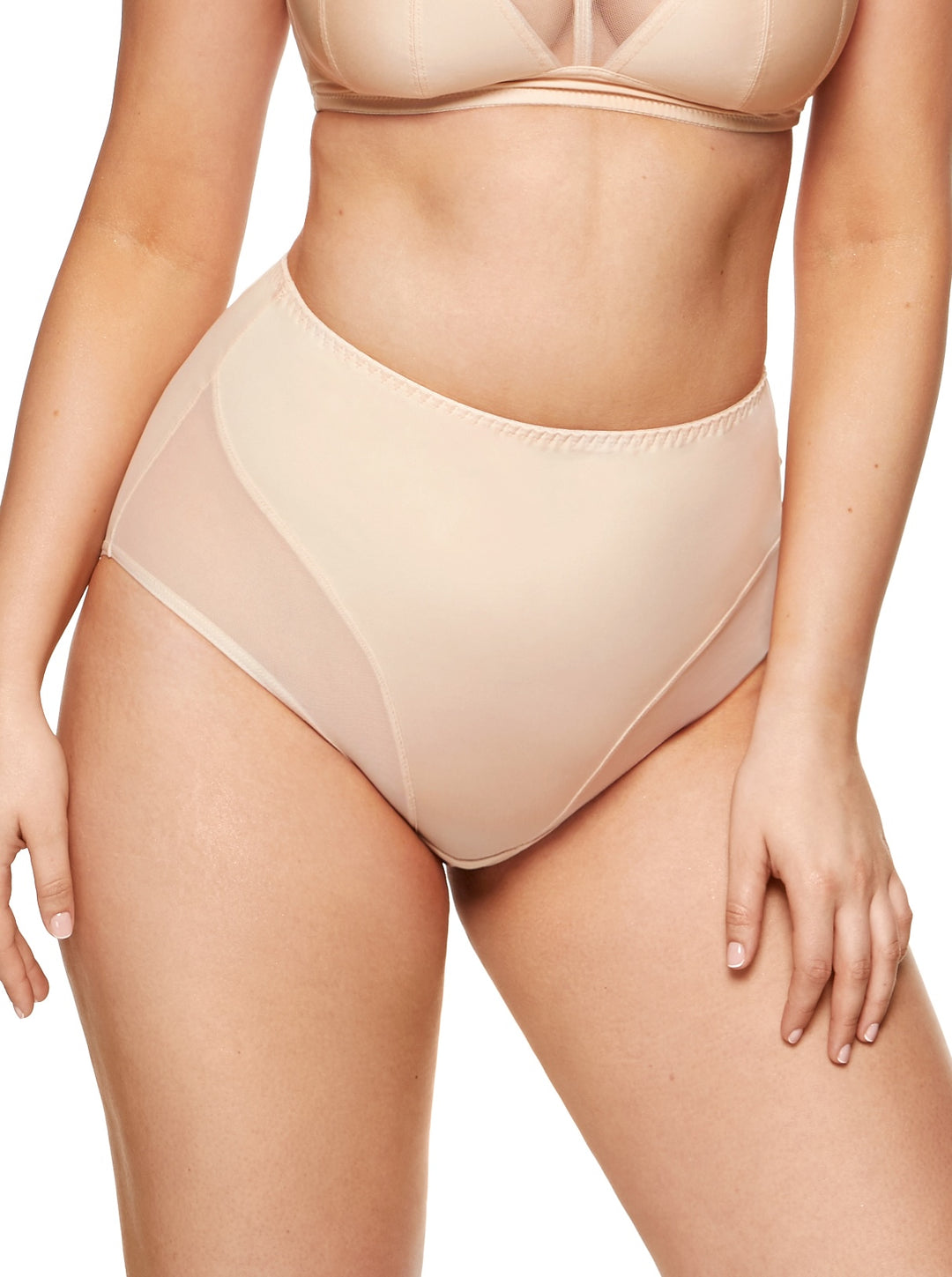 Beige Zara high waist slimming panties with smooth fabric and elastic tulle for comfortable waist shaping