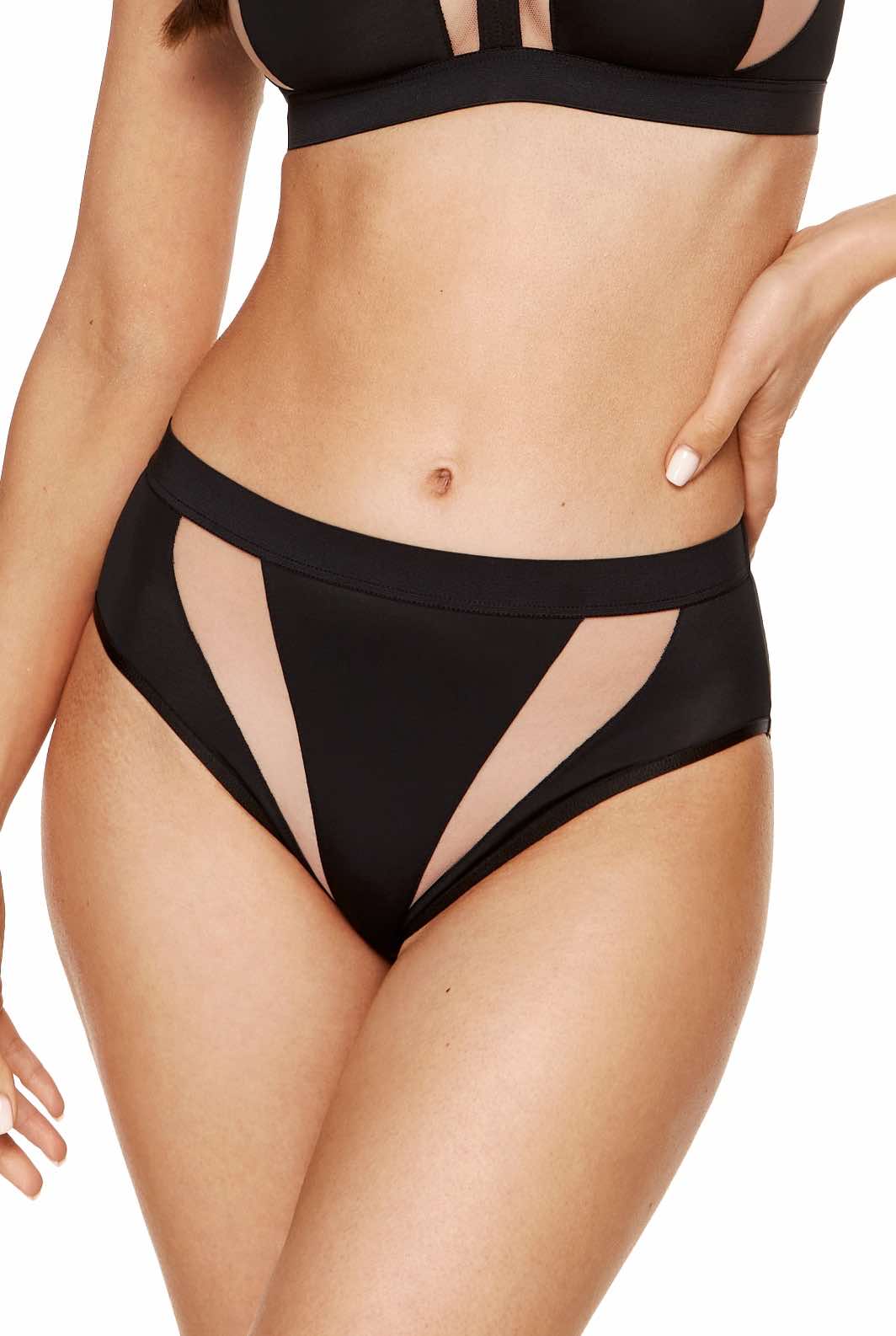 Merida mid-rise panties in jersey and mesh with wide waistband and OEKO-TEX® cotton crotch for breathable everyday comfort