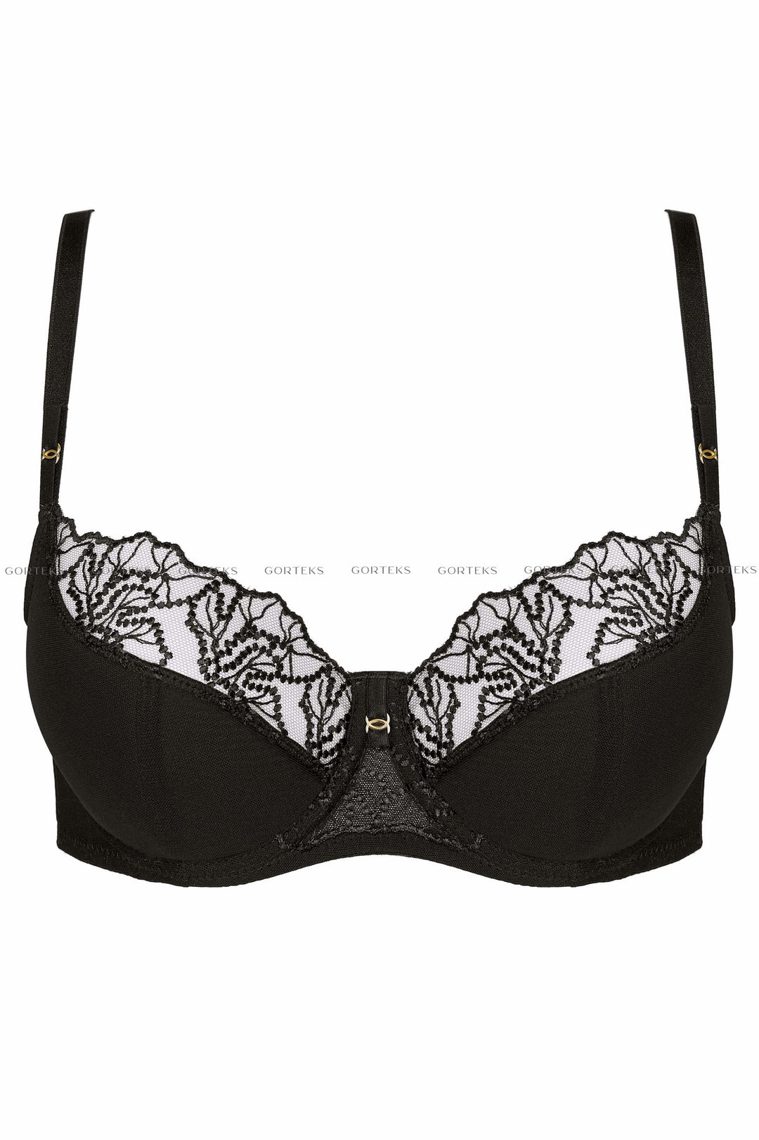 MADAME EMBROIDERED HALF PADDED BRA BLACK