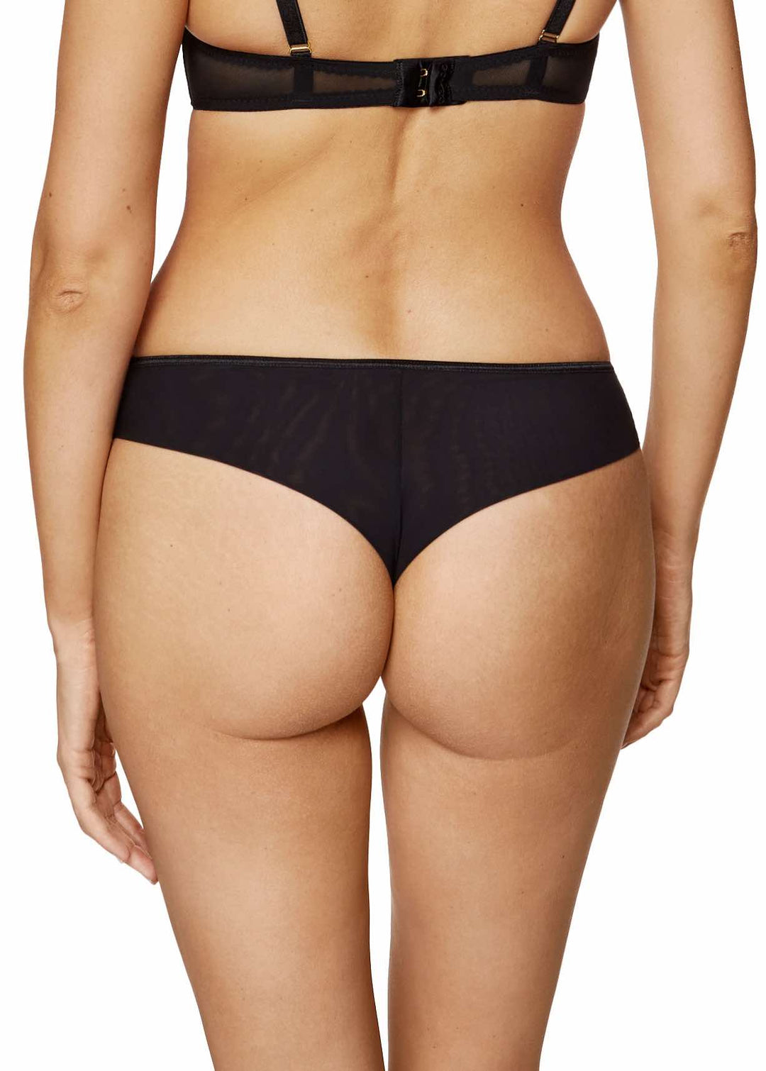 COCO EMBROIDERED THONG BLACK