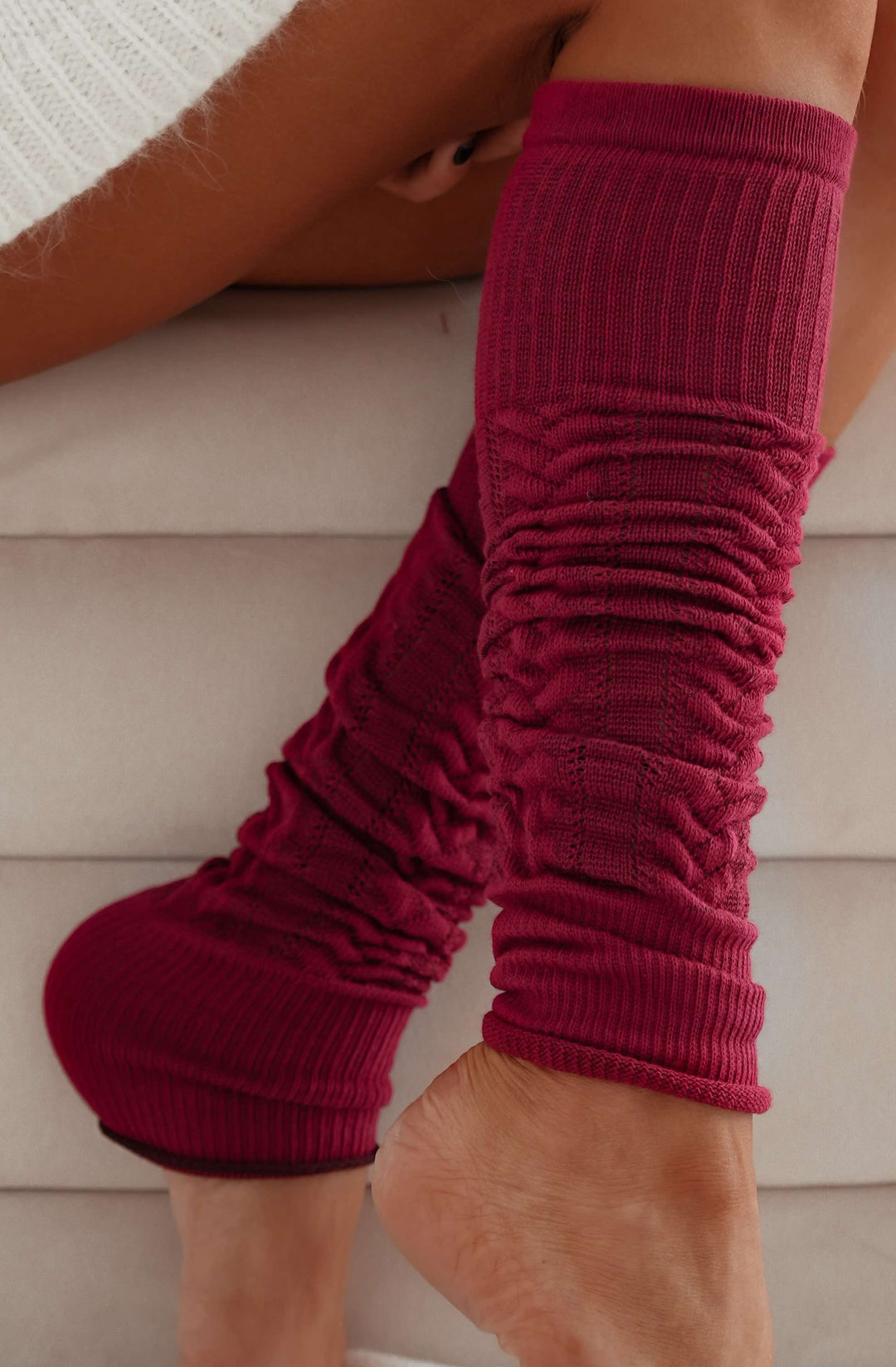 WOMEN'S COTTON OPENWORK LEG WARMERS