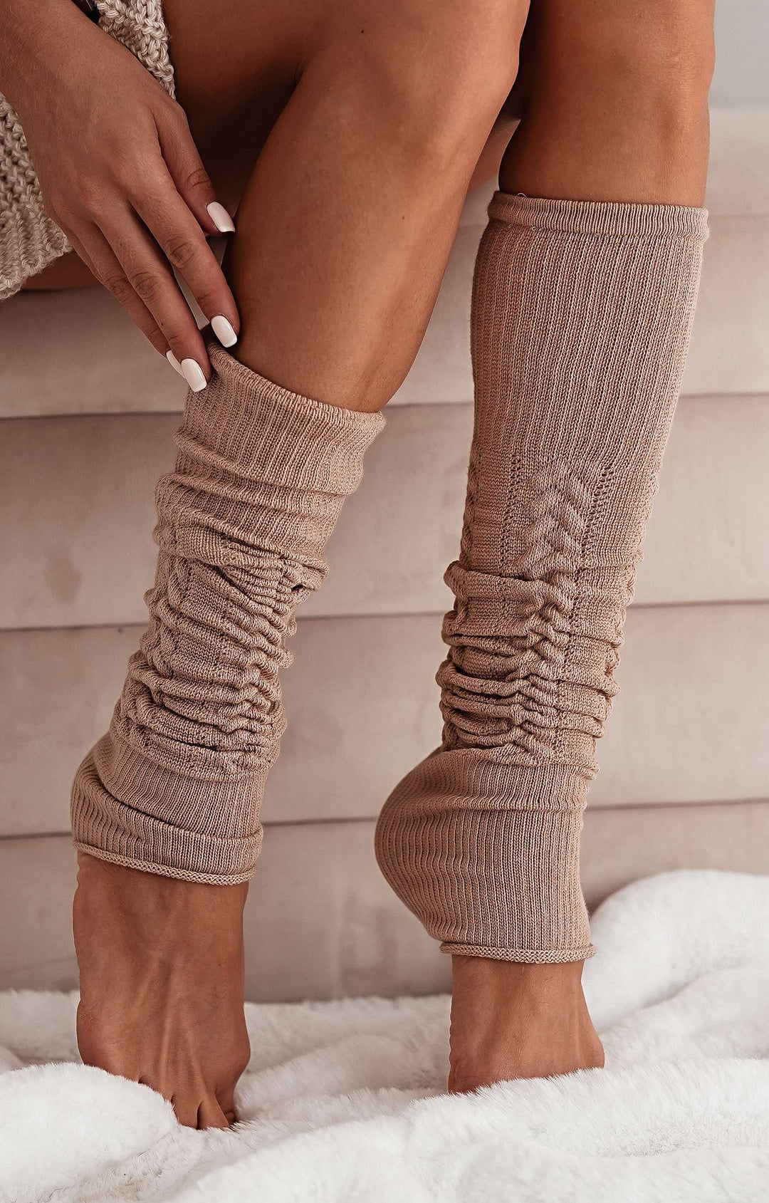 WOMEN'S COTTON OPENWORK LEG WARMERS