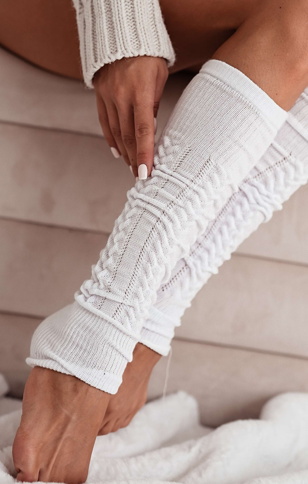 WOMEN'S COTTON OPENWORK LEG WARMERS