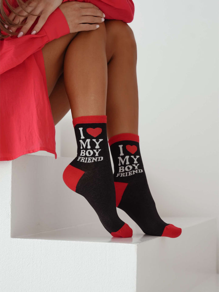 WOMEN'S I LOVE MY BOYFRIEND PATTERN SOCKS