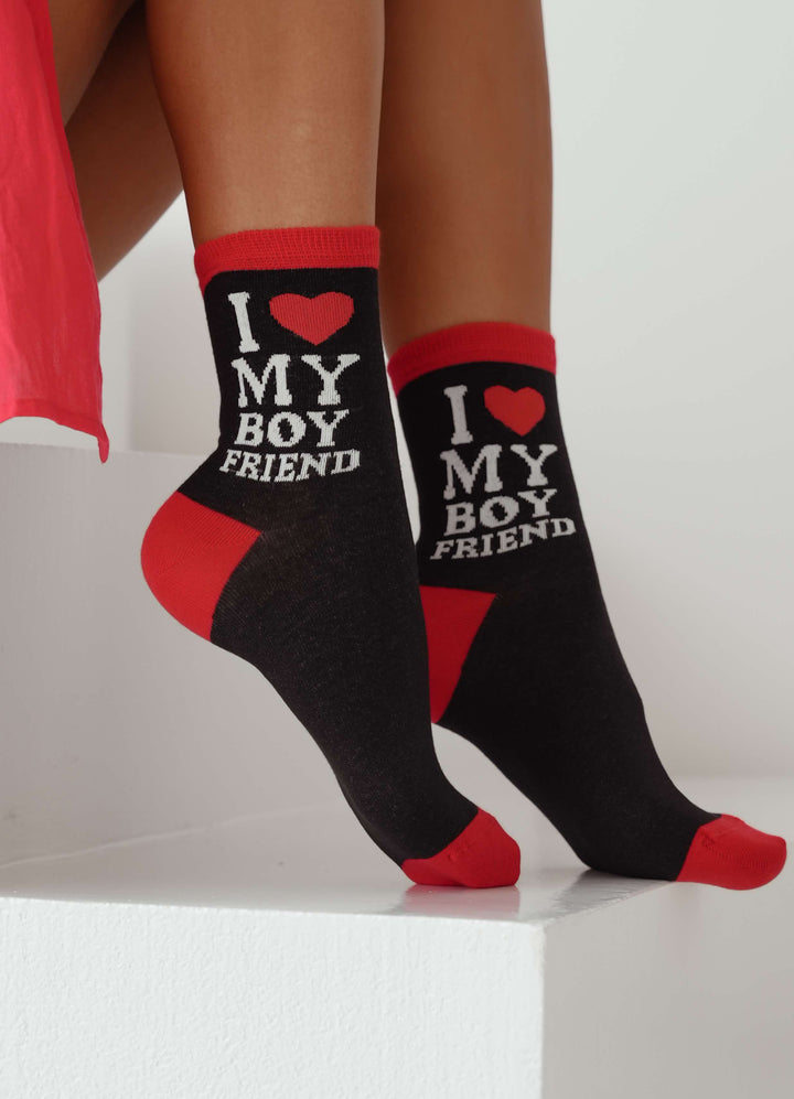 WOMEN'S I LOVE MY BOYFRIEND PATTERN SOCKS