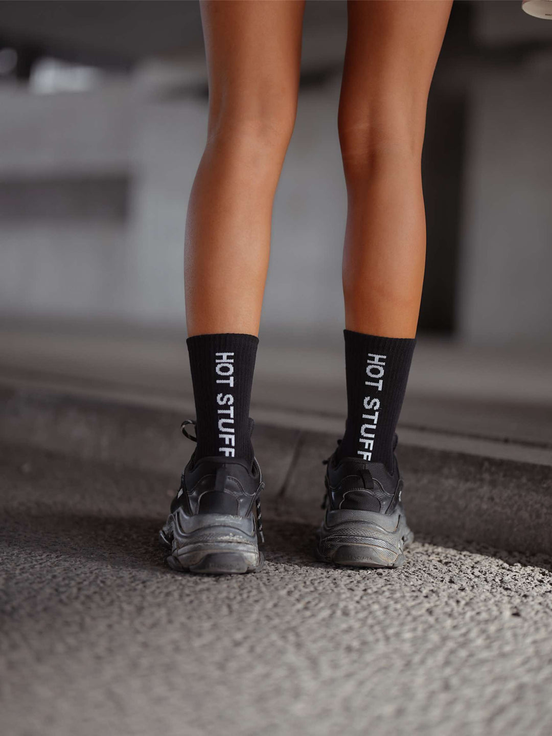 Women’s black cotton ankle socks with Hot Stuff pattern. Durable, comfortable socks perfect for casual wear