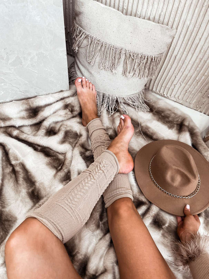 WOMEN'S COTTON OPENWORK LEG WARMERS