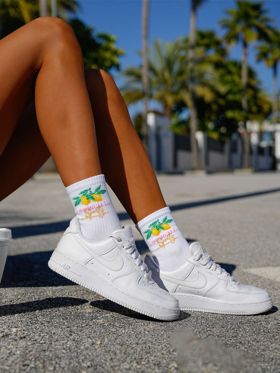 White women’s cotton socks with Limoncello pattern, soft and breathable for fresh, fun, and stylish everyday wear