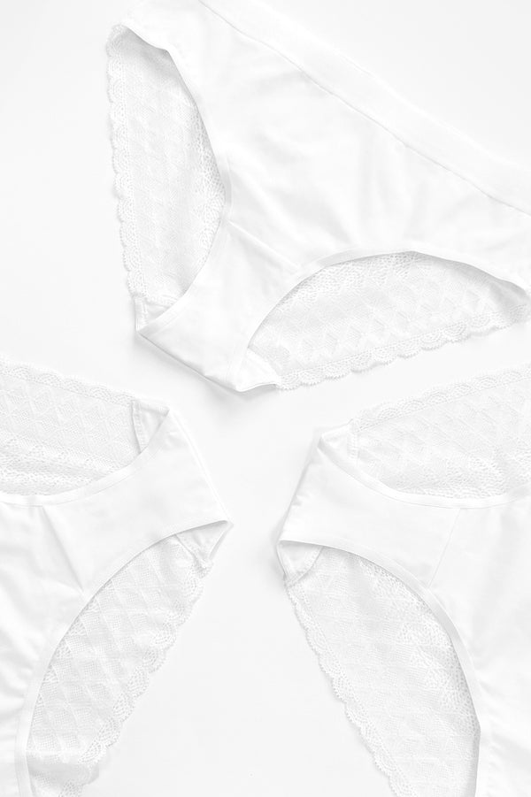 CECILY COTTON PANTY WITH LACE BACK TRIPLE PACK