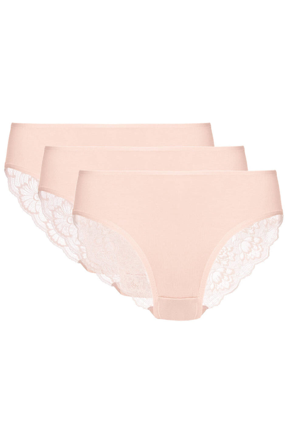 Pink cotton panties with lace back, no VPL finish, and OEKO-TEX® cotton crotch for breathable, skin-safe everyday comfort