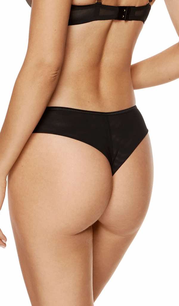 MADAME EMBROIDERED BLACK THONG