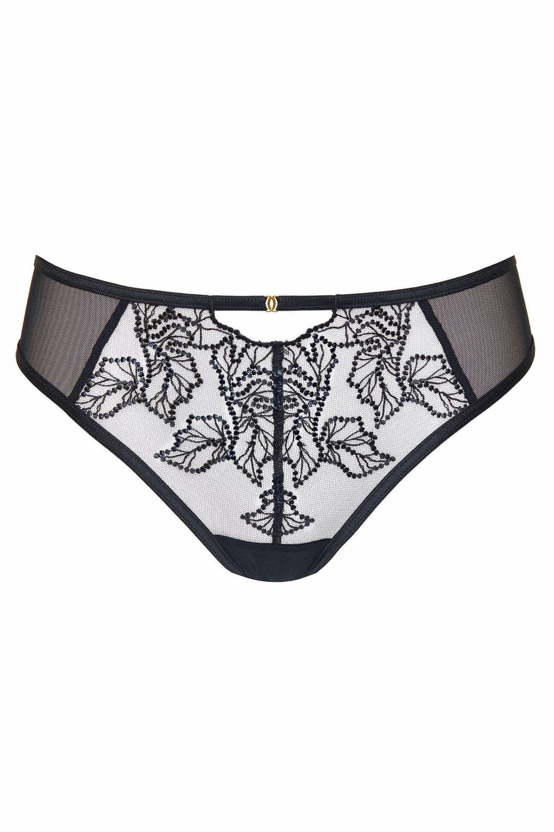 MADAME EMBROIDERED BLACK THONG
